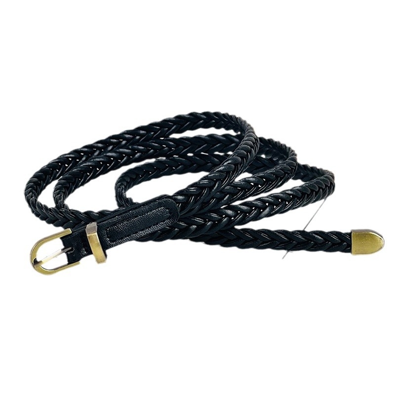 Moterų austa juosta su adatos sagtimi — PU oda, lydinio sagtis, adatos užsegimas, plotis <2 cm, stilius verslo/viskas dera/paprastas