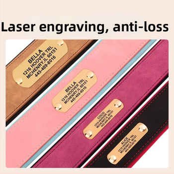 Graviruota šuns kaklo apykaklė su identifikacine plokštele — Mohair medžiaga, šunims, be prekės ženklo, be importo