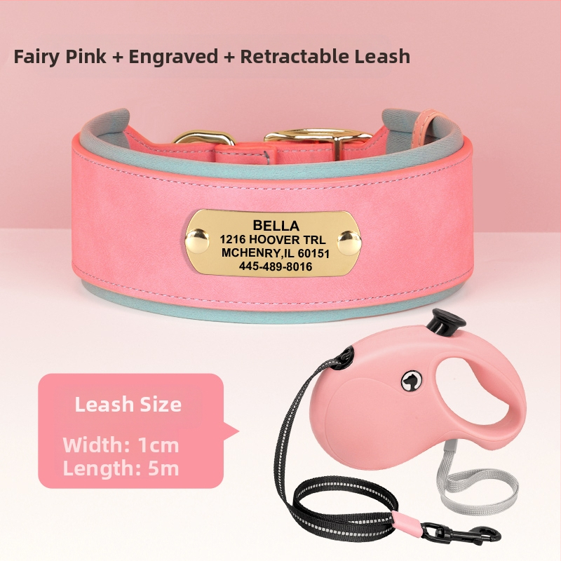 Graviruota šuns kaklo apykaklė su identifikacine plokštele — Mohair medžiaga, šunims, be prekės ženklo, be importo