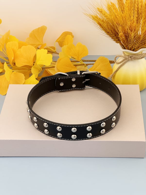 Šunų apykaklė - PU medžiaga, monochrominis raštas, laisvalaikio stilius, tinkama visoms sezonoms.