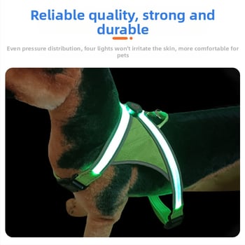Ζώνη θώρακα σκύλου με LED φως, USB επαναφορτιζόμενη, νάιλον, ρυθμιζόμενη, κατάλληλη για νυχτερινές βόλτες