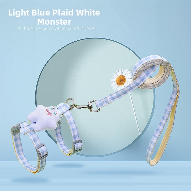 Katės vedimo virvė - neatsidaro, reguliuojamas krūtinės diržas, nailono virvė su lydinio ir ABS užraktais