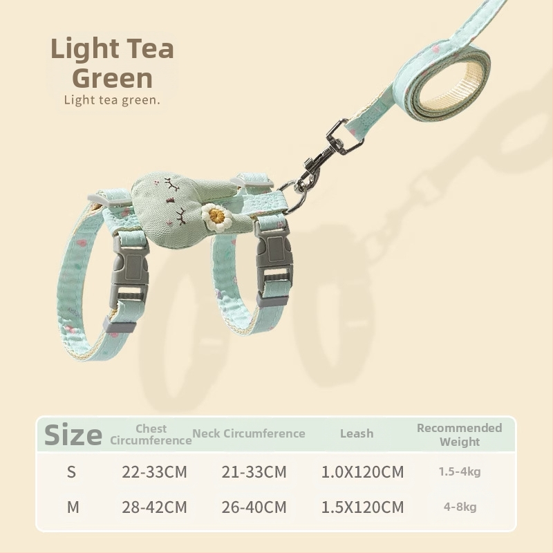 Katės vedimo virvė - neatsidaro, reguliuojamas krūtinės diržas, nailono virvė su lydinio ir ABS užraktais