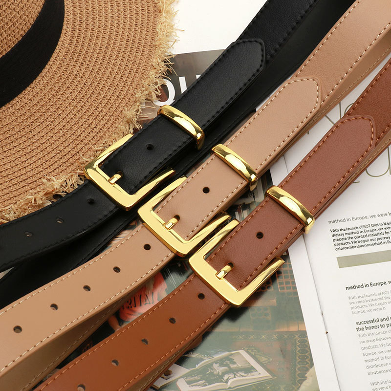 Moterų diržas - imitacinė oda, lydinio sagtis su smeigtuku, plotis 2,8 cm, elektroplatinė danga, universalus stilius