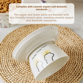 Ανεβασμένο μπολ φαγητού για γάτες, με προστασία λαιμού, από ανοξείδωτο ατσάλι, σχέδιο καρτούν