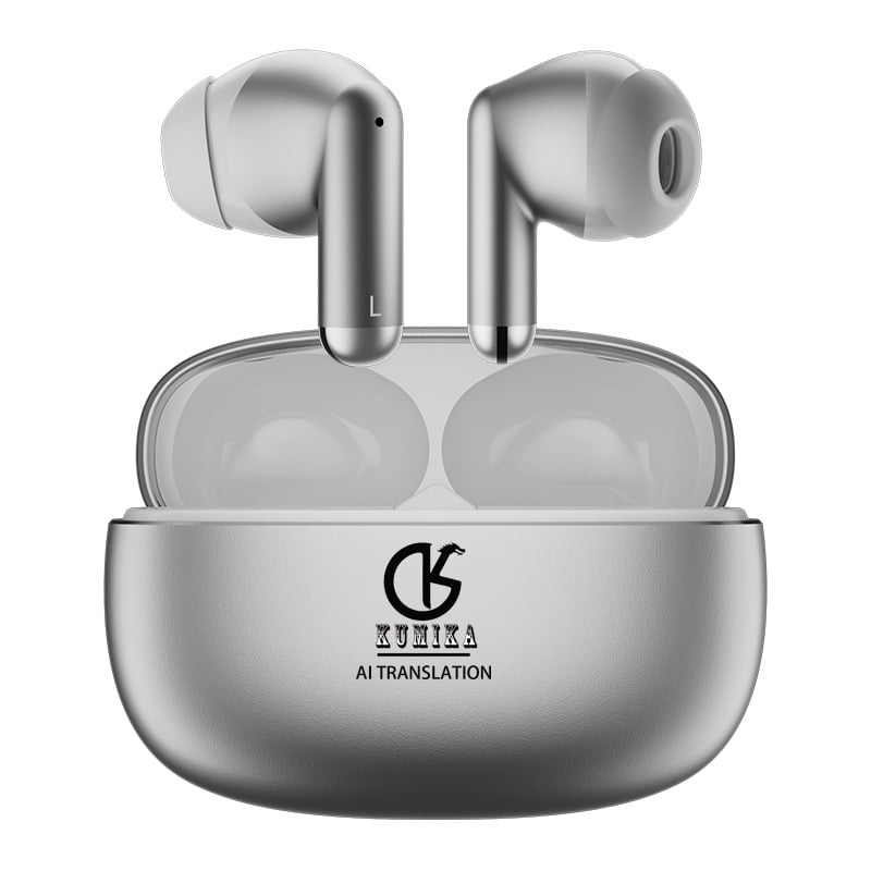 Bezvadu Bluetooth ausines ar AI tulkojumu un daudzvalodu vienlaicīgu tulkojumu, ANC trokšņu samazināšana, darbības diapazons 10 m, Bluetooth 5.0, IPX4, stereo skaņa, 4–8 stundu darbība, K5