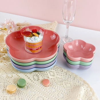 Porcelininė gili lėkštė – prancūziškas stilius, underglaze spalva, mikrobangų krosnelė tinka, neįprasta forma