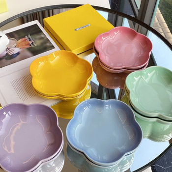 Porcelininė gili lėkštė – prancūziškas stilius, underglaze spalva, mikrobangų krosnelė tinka, neįprasta forma