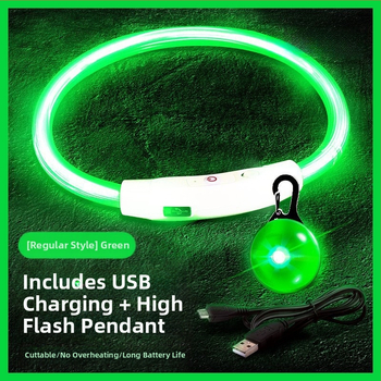 Светеща висулка за домашни любимци с камбанка – против изгубване, светлина за нощни разходки кучета и котки