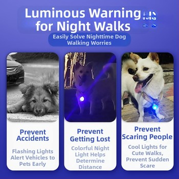 Светеща висулка за домашни любимци с камбанка – против изгубване, светлина за нощни разходки кучета и котки