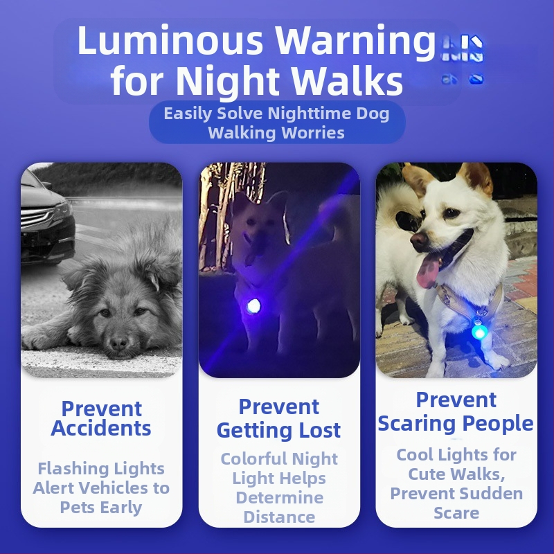 Светеща висулка за домашни любимци с камбанка – против изгубване, светлина за нощни разходки кучета и котки