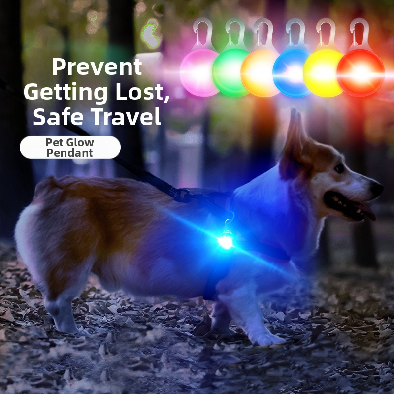 Светеща висулка за домашни любимци с камбанка – против изгубване, светлина за нощни разходки кучета и котки