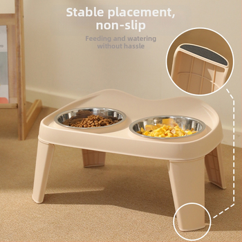 Συρόμενα ανυψωμένα διπλά μπολ σκύλου, πλαστική κατασκευή, μάρκα Meow Heart Treasure, εξοπλισμός ταΐσματος κατοικίδιων
