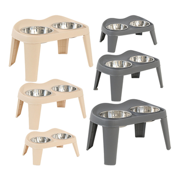 Συρόμενα ανυψωμένα διπλά μπολ σκύλου, πλαστική κατασκευή, μάρκα Meow Heart Treasure, εξοπλισμός ταΐσματος κατοικίδιων