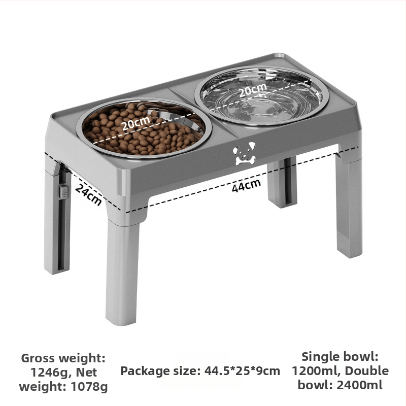 Сгъваеми повдигнати двойни купи за кучета, пластмасова конструкция, марка Meow Heart Treasure, принадлежности за хранене на домашни любимци
