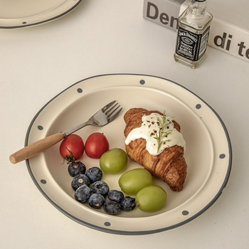 Portselininė lėkštė, netaisyklingos formos, japonų stiliaus, tinka makaronams ir desertams — puiki dovana