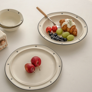 Portselininė lėkštė, netaisyklingos formos, japonų stiliaus, tinka makaronams ir desertams — puiki dovana