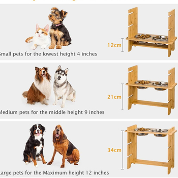 Ρυθμιζόμενη ξύλινη βάση ταΐσματος γάτας και σκύλου