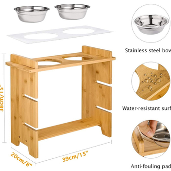 Ρυθμιζόμενη ξύλινη βάση ταΐσματος γάτας και σκύλου