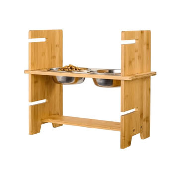 Ρυθμιζόμενη ξύλινη βάση ταΐσματος γάτας και σκύλου