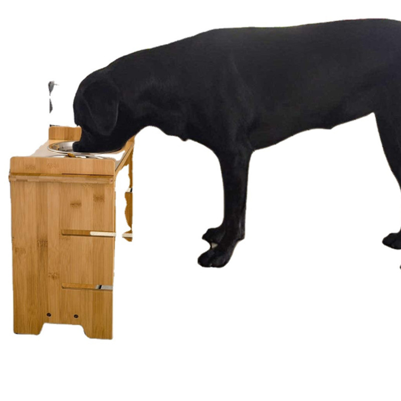 Állítható fa etetőállvány macskáknak és kutyáknak