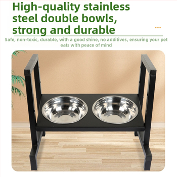 Ανυψωμένη βάση τροφοδοσίας για κατοικίδια με τέσσερα επίπεδα ρύθμισης κλίσης και διπλά μπολάκια από ανοξείδωτο χάλυβα