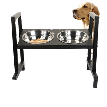 Ανυψωμένη βάση τροφοδοσίας για κατοικίδια με τέσσερα επίπεδα ρύθμισης κλίσης και διπλά μπολάκια από ανοξείδωτο χάλυβα