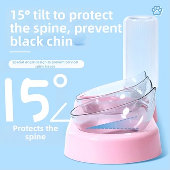 3-σε-1 μπολ τροφής για γάτες και σκύλους με αυτόματο πότισμα νερού, προστασία από ανατροπή και προστασία του λαιμού, υλικό PP+PC