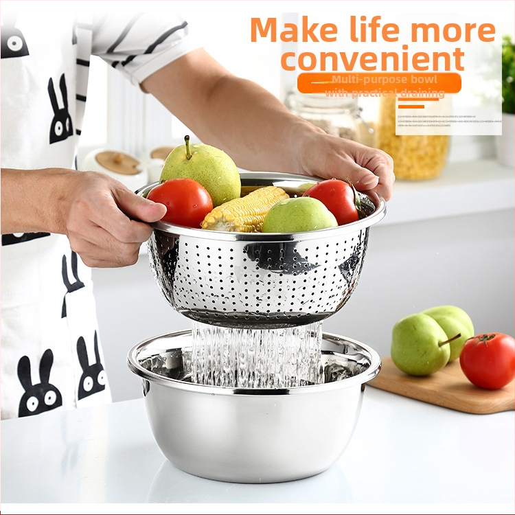 Xian shun немагнитна неръждаема стоманена кухненска купа със европейски стил, многофункционална за тесто, разбиване на яйца и отцеждане