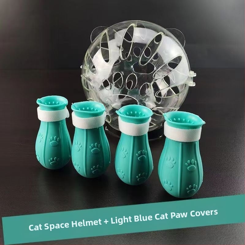 Katės kosminė skrybėlė su Elžbietos apykakle – prieš laižymą, monochrominis raštas, PET medžiaga, karikatūrinis stilius