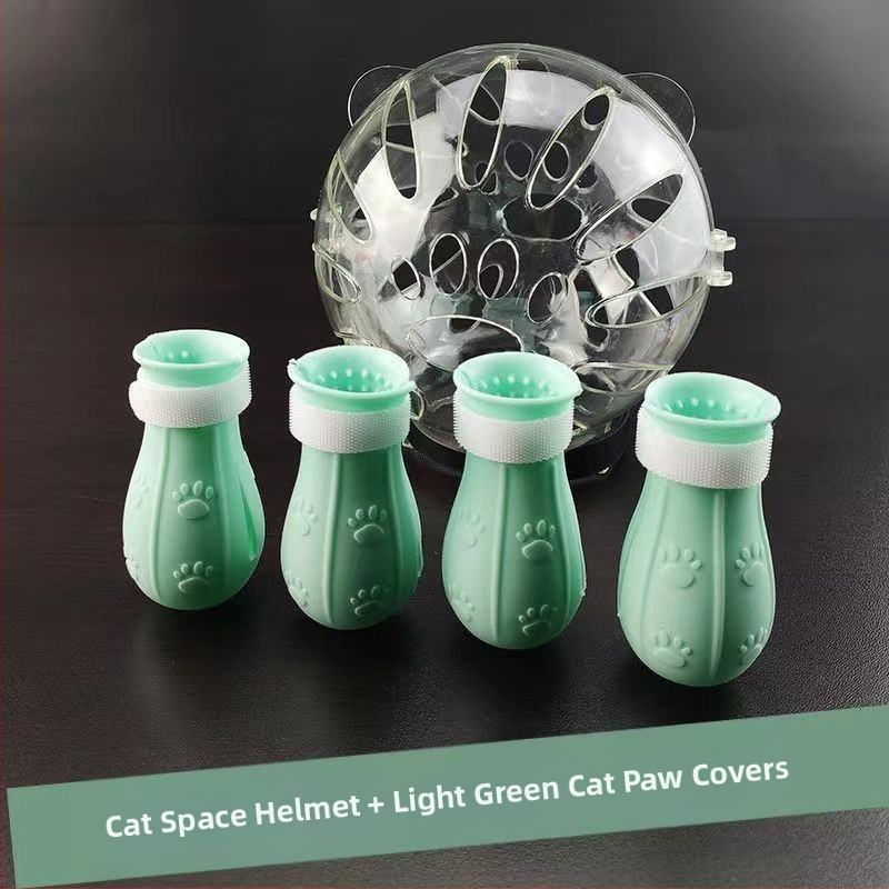 Katės kosminė skrybėlė su Elžbietos apykakle – prieš laižymą, monochrominis raštas, PET medžiaga, karikatūrinis stilius