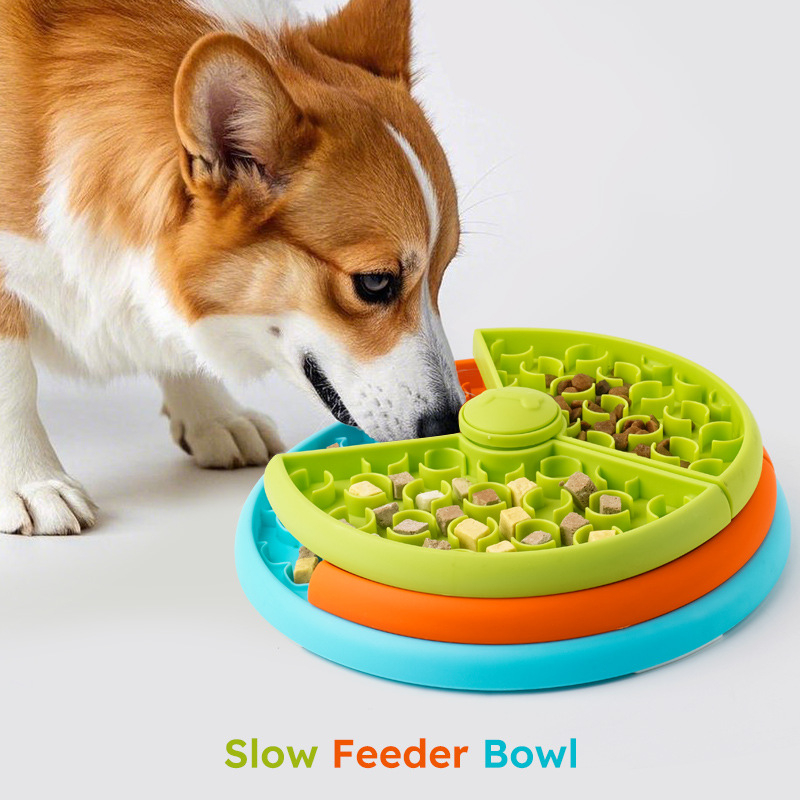 Háromszintes forgó kutyatál lassú etetéshez, interaktív rejtvény, PP anyag