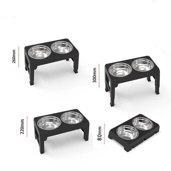 Ανεβασμένος σταθμός ταΐσμού κατοικίδιων με ρυθμιζόμενο ύψος και διπλό μπολ για γάτες και μικρά σκυλιά