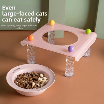 Shuoying Μπολ Γάτας — κεραμικό μπολ με ακρυλικό ράφι, διπλό μπολ, ψηλή βάση, UFO στυλ, συμβατό με αυτόματη τροφοδοσία