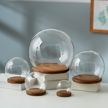 Γυάλινος σφαιρικός θόλος γραφείου με διατηρημένα άνθη, φυσητό γυαλί μπόροσιλικό υψηλό, μοντέρνο μινιμαλιστικό στυλ