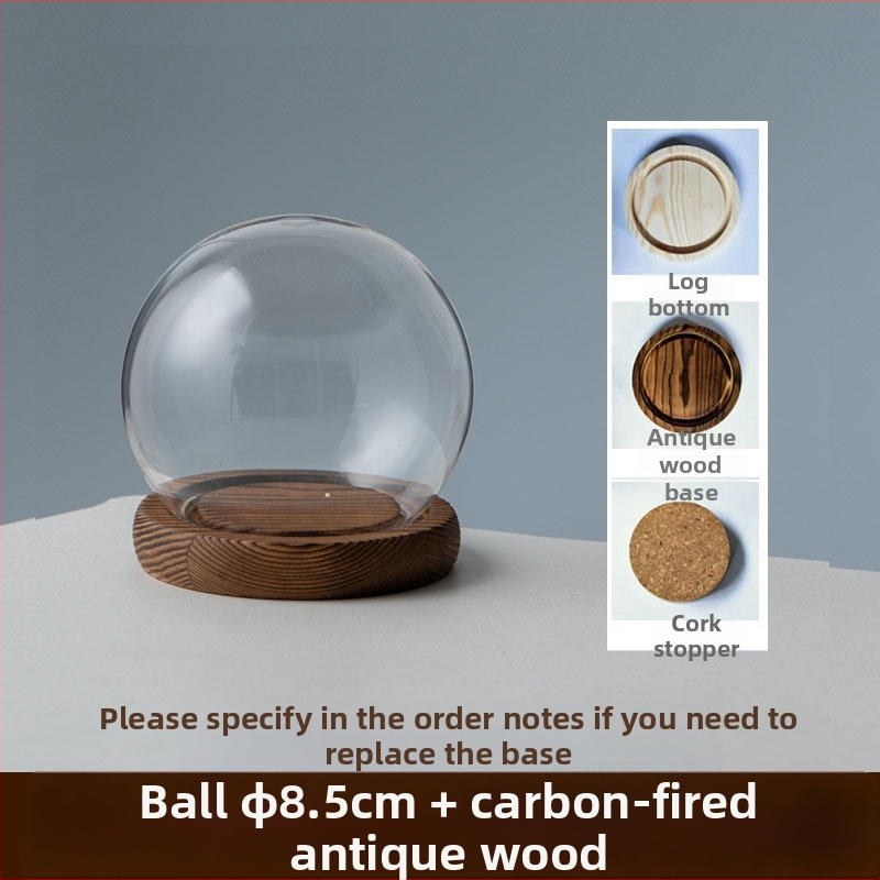 Γυάλινος σφαιρικός θόλος γραφείου με διατηρημένα άνθη, φυσητό γυαλί μπόροσιλικό υψηλό, μοντέρνο μινιμαλιστικό στυλ