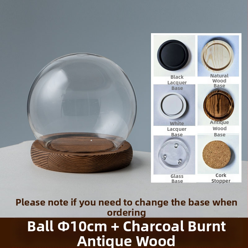 Γυάλινος σφαιρικός θόλος γραφείου με διατηρημένα άνθη, φυσητό γυαλί μπόροσιλικό υψηλό, μοντέρνο μινιμαλιστικό στυλ