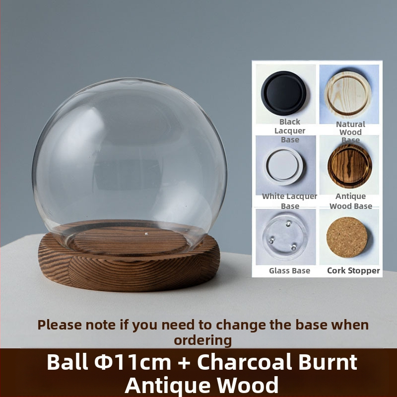 Γυάλινος σφαιρικός θόλος γραφείου με διατηρημένα άνθη, φυσητό γυαλί μπόροσιλικό υψηλό, μοντέρνο μινιμαλιστικό στυλ