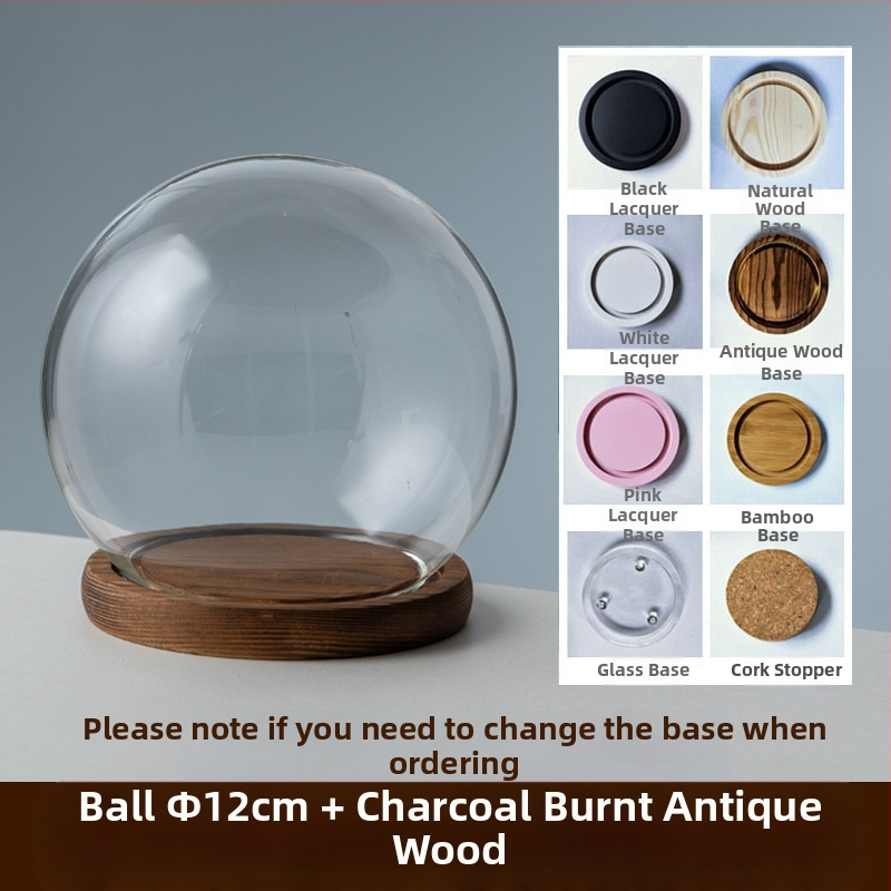 Γυάλινος σφαιρικός θόλος γραφείου με διατηρημένα άνθη, φυσητό γυαλί μπόροσιλικό υψηλό, μοντέρνο μινιμαλιστικό στυλ