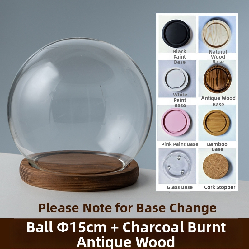 Γυάλινος σφαιρικός θόλος γραφείου με διατηρημένα άνθη, φυσητό γυαλί μπόροσιλικό υψηλό, μοντέρνο μινιμαλιστικό στυλ