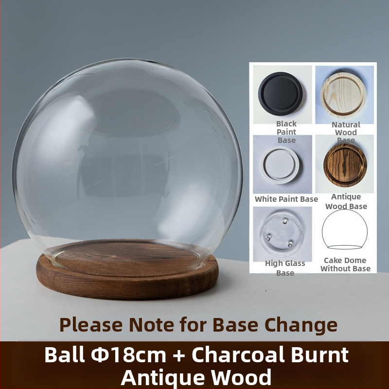 Γυάλινος σφαιρικός θόλος γραφείου με διατηρημένα άνθη, φυσητό γυαλί μπόροσιλικό υψηλό, μοντέρνο μινιμαλιστικό στυλ