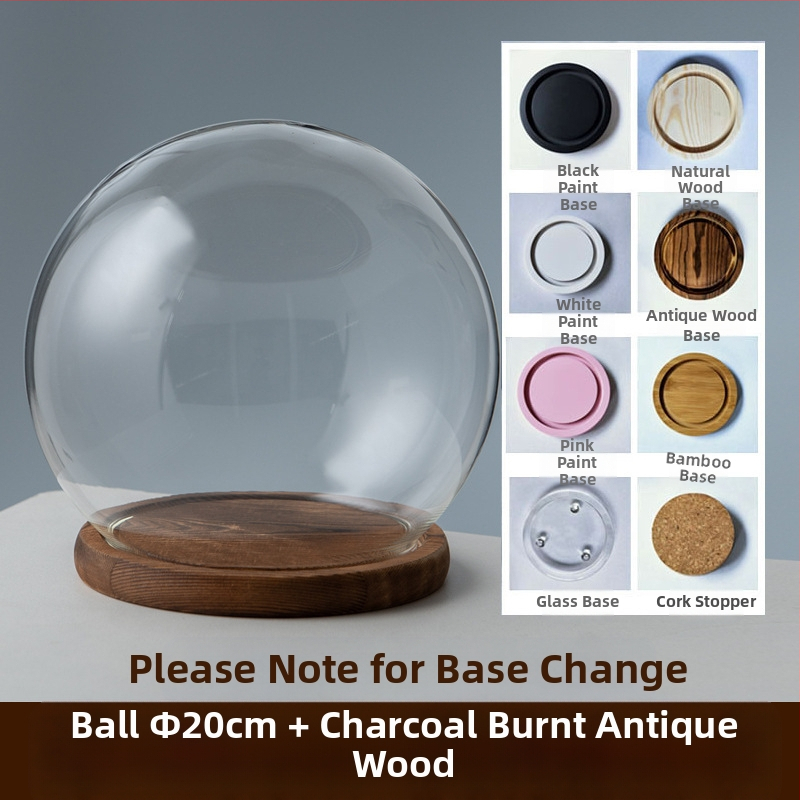 Γυάλινος σφαιρικός θόλος γραφείου με διατηρημένα άνθη, φυσητό γυαλί μπόροσιλικό υψηλό, μοντέρνο μινιμαλιστικό στυλ