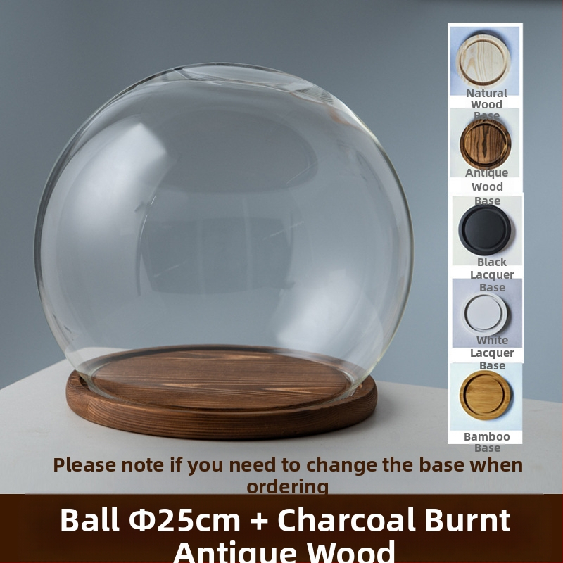 Γυάλινος σφαιρικός θόλος γραφείου με διατηρημένα άνθη, φυσητό γυαλί μπόροσιλικό υψηλό, μοντέρνο μινιμαλιστικό στυλ