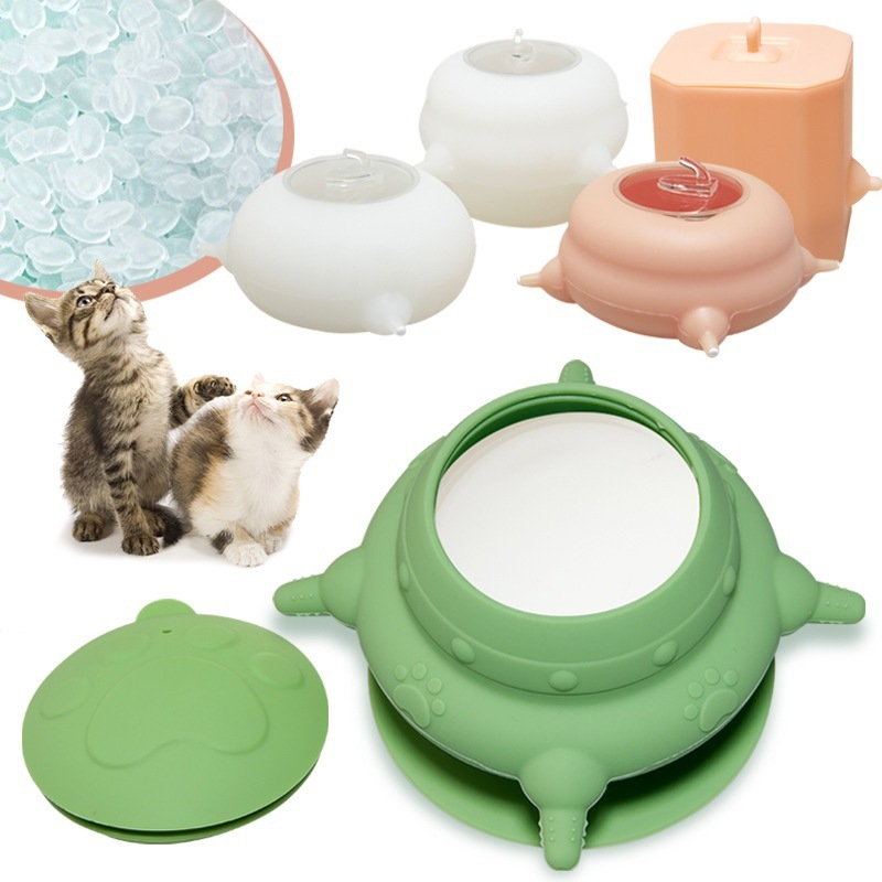 Kaķu un suņu barotājs ar vāku, silikona anti-noplūdes barotājs kaķiem un suņiem (Silikons; Ar vāku; Anti-noplūdes; Kaķiem un suņiem)
