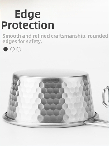 Hammered snow bowl iš nerūdijančio plieno, piknikui su rankena, prekės ženklas Moxa Chef, skirtas dviem asmenims