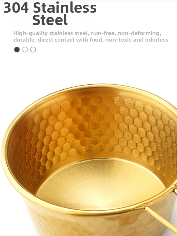 Hammered snow bowl no nerūsējoša tērauda piknikam ar rokturi, zīmols Moxa Chef, piemērots 2 personām