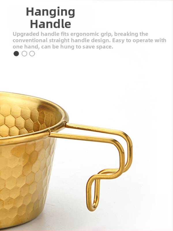 Hammered snow bowl no nerūsējoša tērauda piknikam ar rokturi, zīmols Moxa Chef, piemērots 2 personām