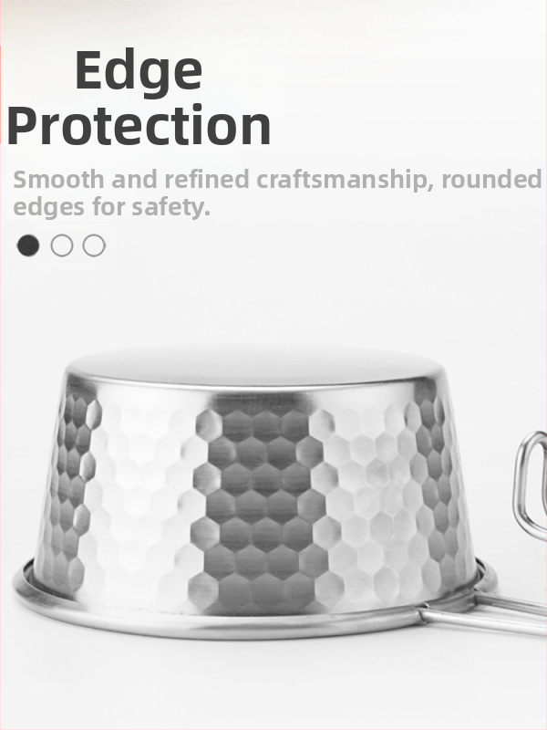 Hammered snow bowl no nerūsējoša tērauda piknikam ar rokturi, zīmols Moxa Chef, piemērots 2 personām