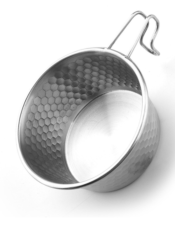 Hammered snow bowl no nerūsējoša tērauda piknikam ar rokturi, zīmols Moxa Chef, piemērots 2 personām