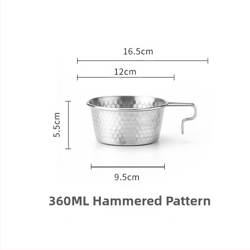 Hammered snow bowl iš nerūdijančio plieno, piknikui su rankena, prekės ženklas Moxa Chef, skirtas dviem asmenims